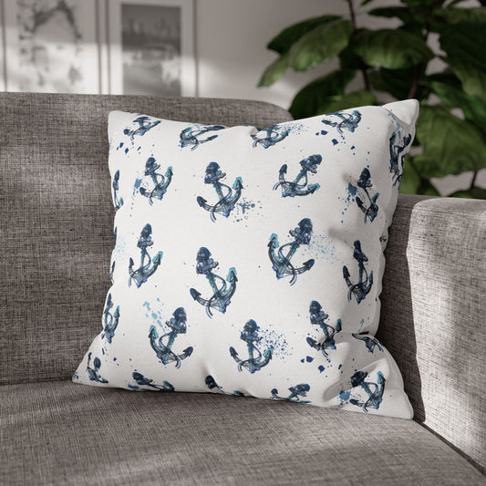 Nautical Anchors Double Sided Square Pillow Beach House Decor, Nautical Home Decor, Boat Themed Pillow, Ocean Lover Gift