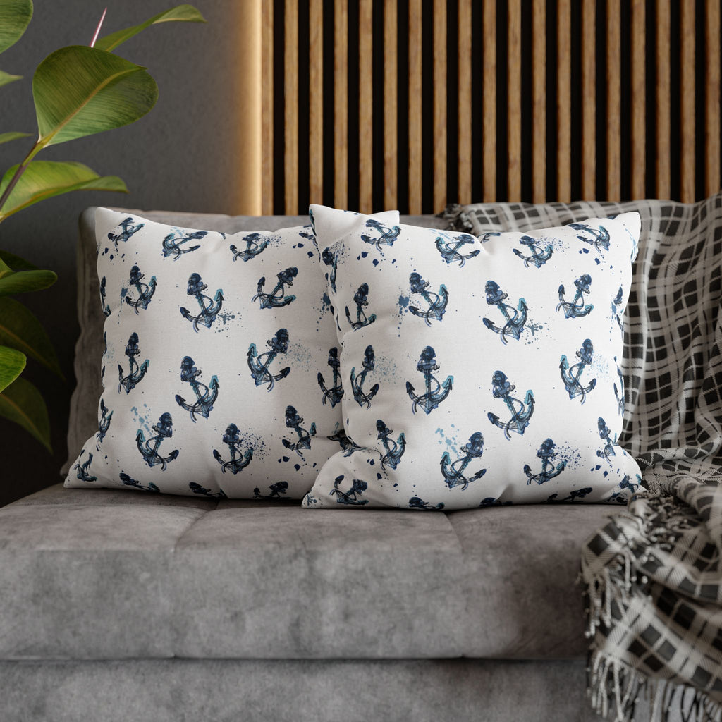 Nautical Anchors Double Sided Square Pillow Beach House Decor, Nautical Home Decor, Boat Themed Pillow, Ocean Lover Gift