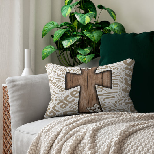 Faith-Inspired Lumbar Pillow, Christian Home Decor, Religious Gift, Comfort and Serenity, Ideal for Living Room and Bedroom, Housewarming