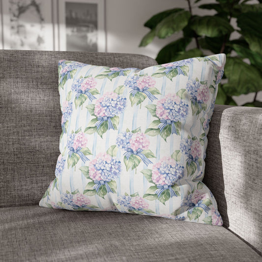 Hydrangea Floral Double Sided Square Pillow or Pillow Cover , Grandmillennial Throw Pillow, Bedroom Living Room Decor, Baby Girl Nursery