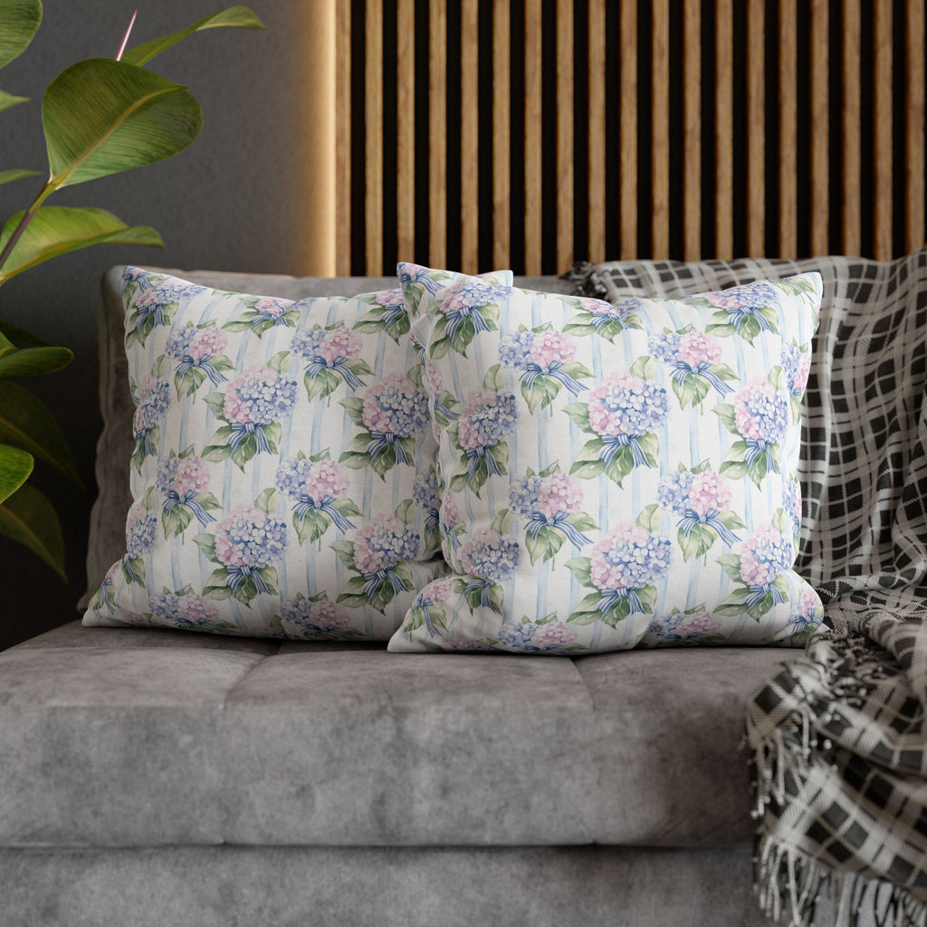 Hydrangea Floral Double Sided Square Pillow or Pillow Cover , Grandmillennial Throw Pillow, Bedroom Living Room Decor, Baby Girl Nursery
