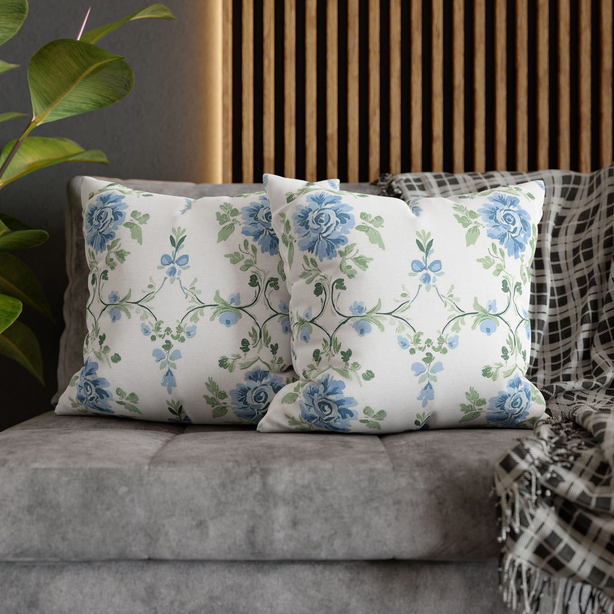 Blue Floral Double Sided Square Pillow or Pillow Cover , Grandmillennial Throw Pillow, Bedroom Living Room Decor, Shabby Chic Decor