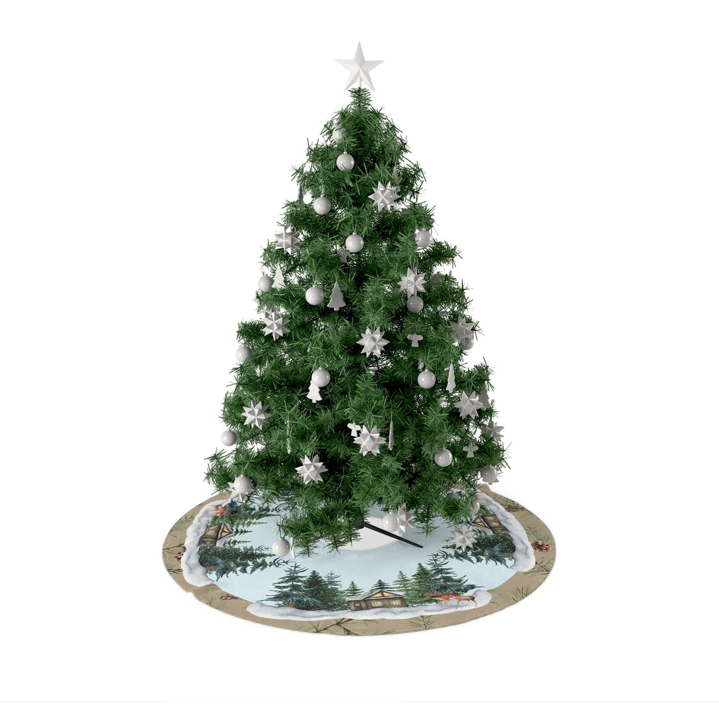 Winter Wonderland Christmas Tree Skirt, Cozy Holiday Decor, Cabin Theme, Rustic Christmas, Gift for Home Decoration, Christmas Tree Decor