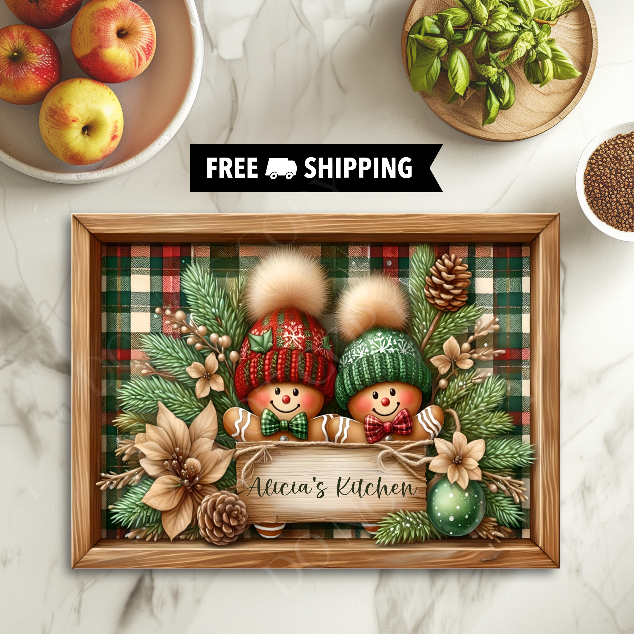 Gingerbread Tempered Glass Cutting Board, Charcuterie Board, Serving Tray, Hostess Housewarming, Challah Board, Winter Kitchen Decor