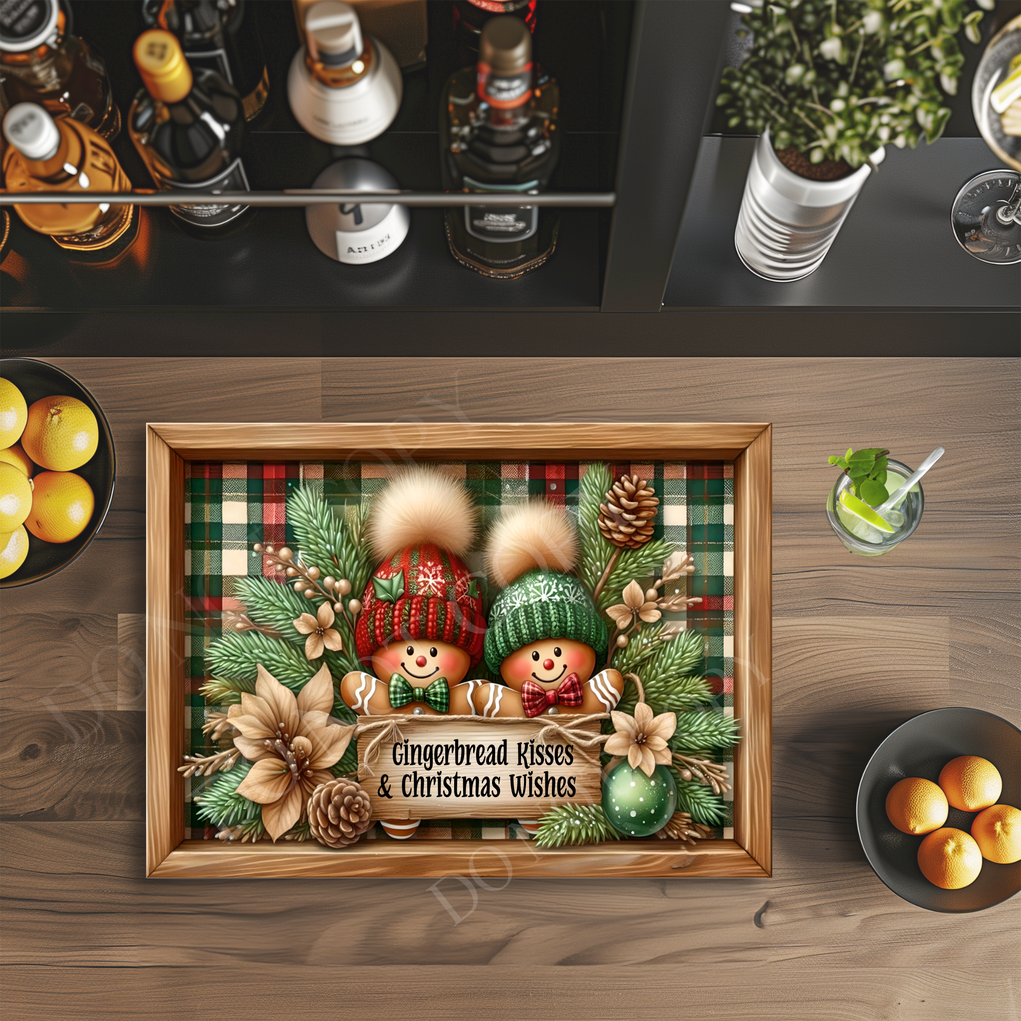 Gingerbread Tempered Glass Cutting Board, Charcuterie Board, Serving Tray, Hostess Housewarming, Challah Board, Winter Kitchen Decor
