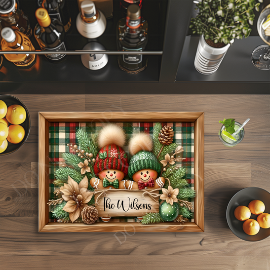 Gingerbread Tempered Glass Cutting Board, Charcuterie Board, Serving Tray, Hostess Housewarming, Challah Board, Winter Kitchen Decor
