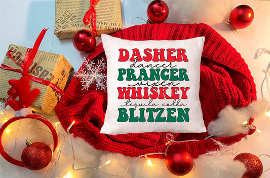 Dasher Dancer Whiskey Blitzen Pillow Cover