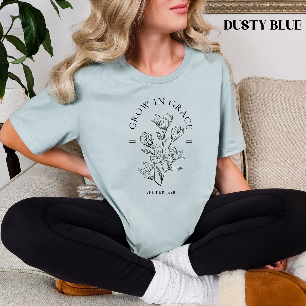 Grow In Grace Black Deisgn On Bella Canvas Unisex Jersey Short Sleeve Tee