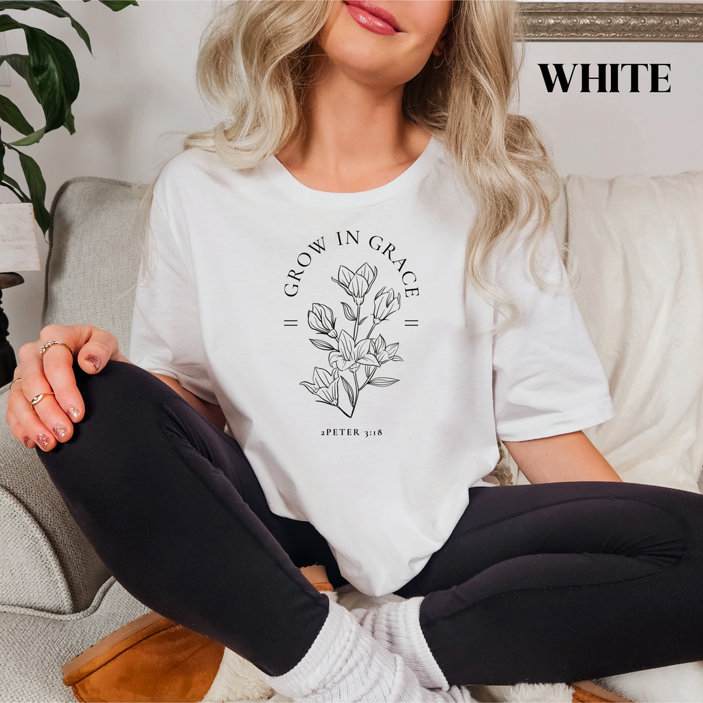 Grow In Grace Black Deisgn On Bella Canvas Unisex Jersey Short Sleeve Tee