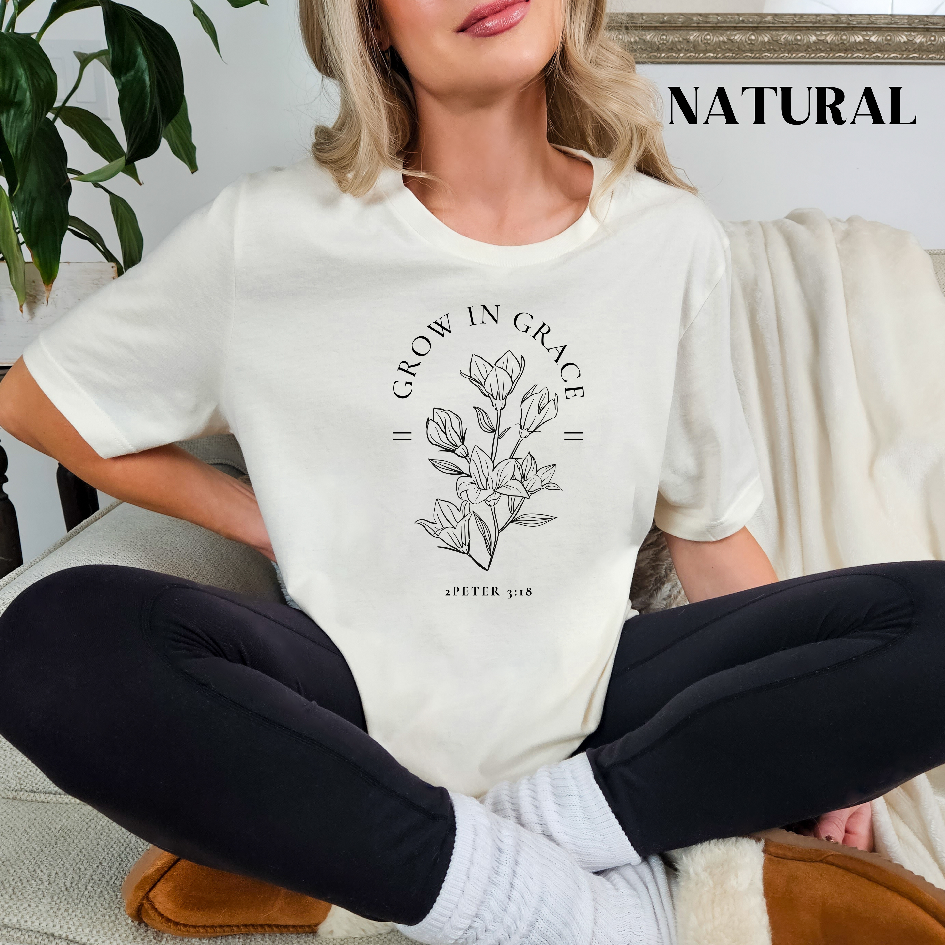 Grow In Grace Black Deisgn On Bella Canvas Unisex Jersey Short Sleeve Tee