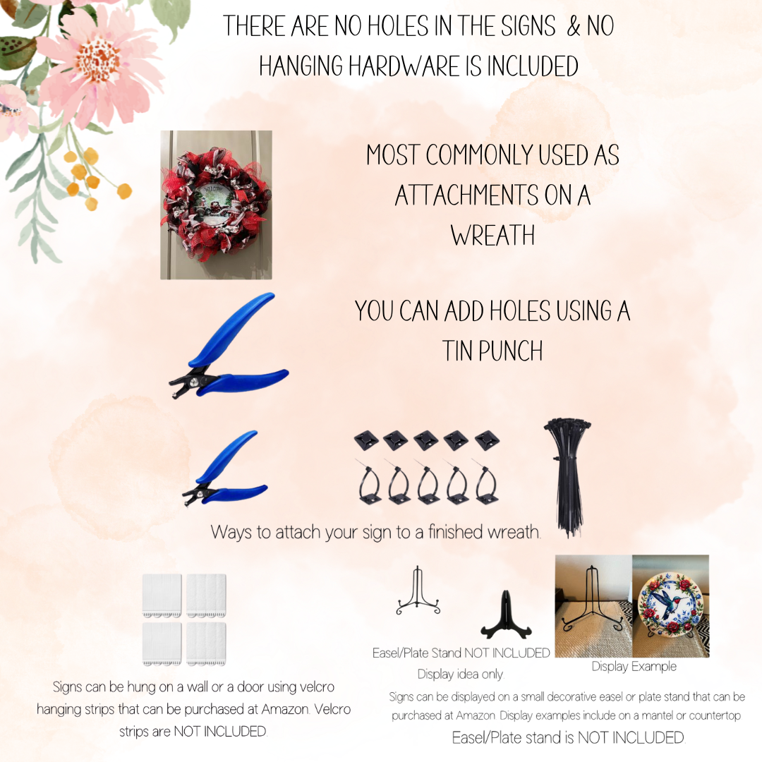 USA Home Sweet Home Wreath Sign, Round Metal Sign For Wreaths, Wreath Attachment, Americana Patriotic Wreath Center