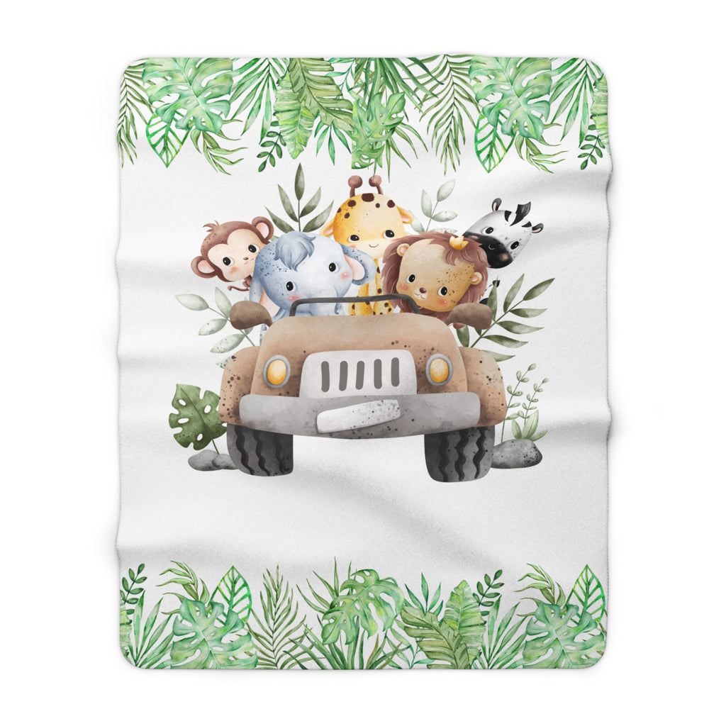 Custom Baby Safari Animals Blanket, New Baby Gift, Baby Shower Gift, Gift For Boy, Safari Nursery Blanket, Toddler Blanket
