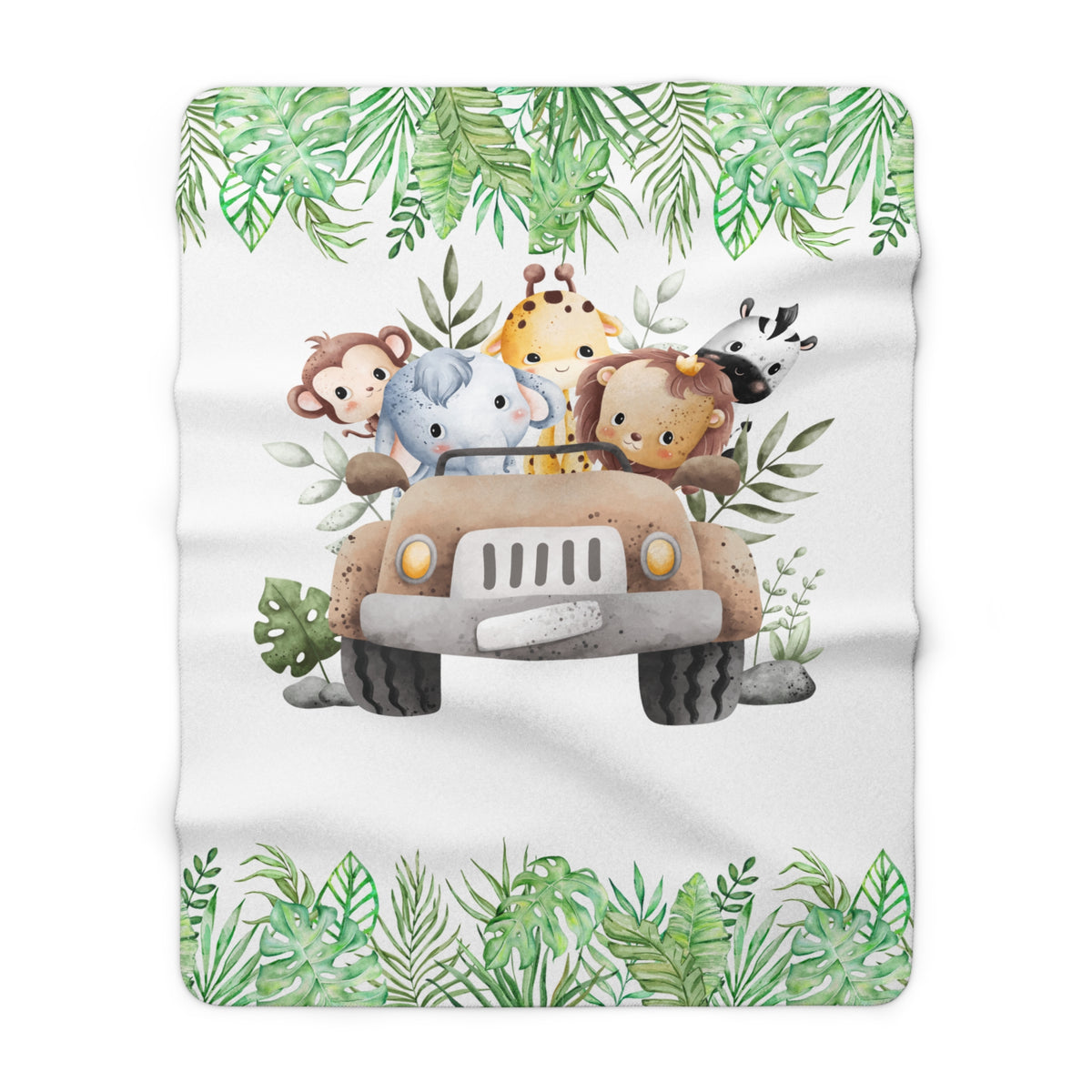 Custom Baby Safari Animals Blanket, New Baby Gift, Baby Shower Gift, Gift For Boy, Safari Nursery Blanket, Toddler Blanket