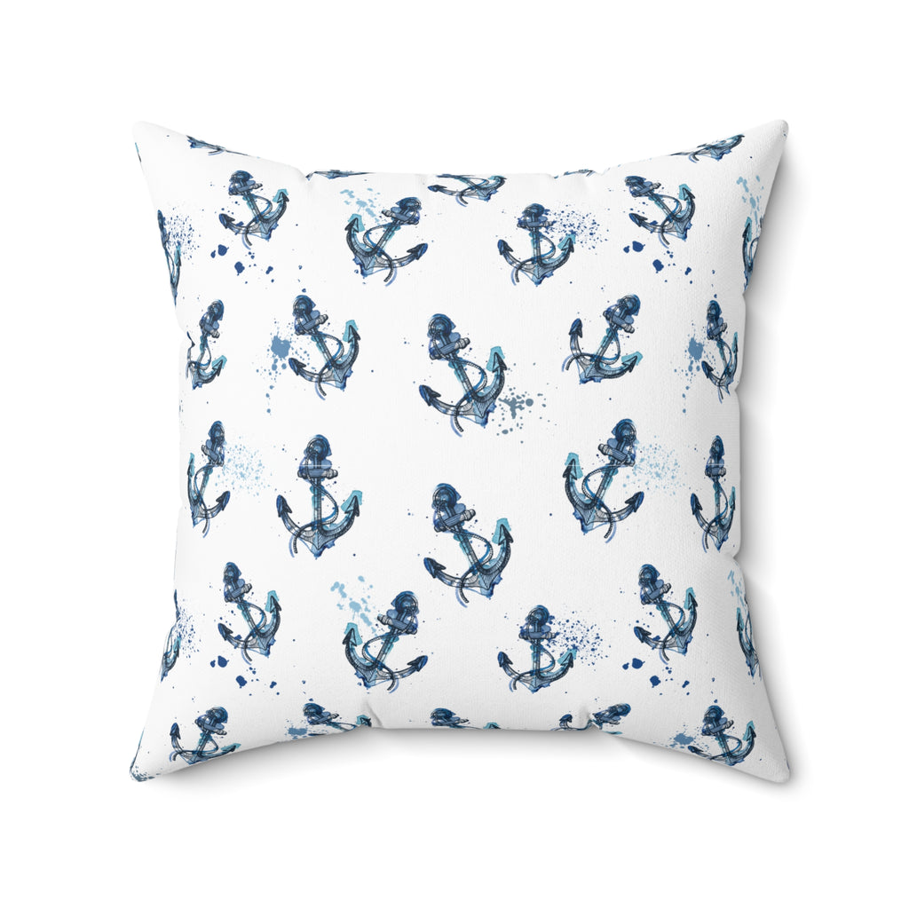 Nautical Anchors Double Sided Square Pillow Beach House Decor, Nautical Home Decor, Boat Themed Pillow, Ocean Lover Gift