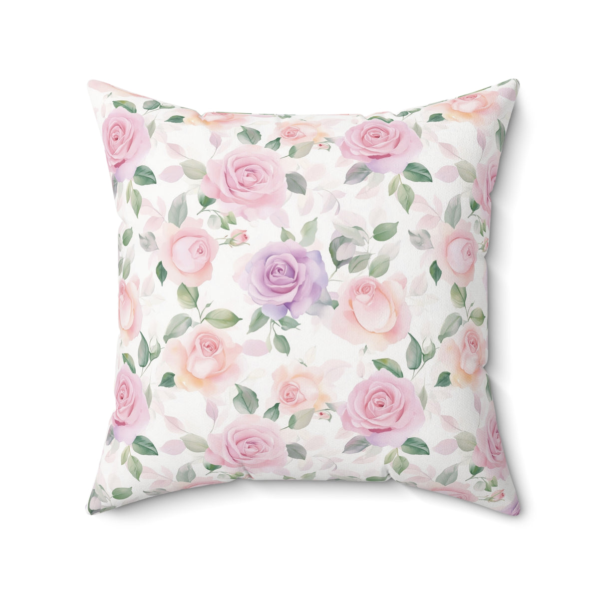 Pink & Purple Roses Floral Double Sided Square Pillow or Pillow Cover , Grandmillennial Throw Pillow, Shabby Chic Throw Pillow Cover