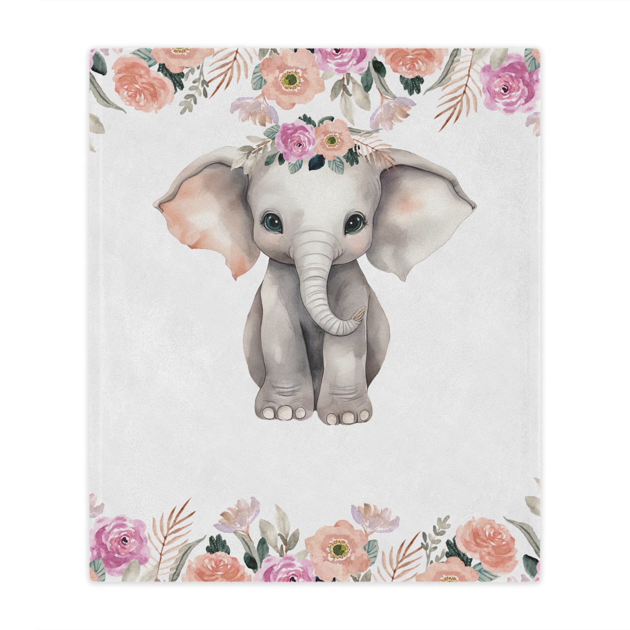 Custom Baby Girl Elephant Blanket, New Baby Gift, Baby Shower Gift, Gift For Girl, Safari Nursery Blanket, Toddler Blanket, Elephant Nursery
