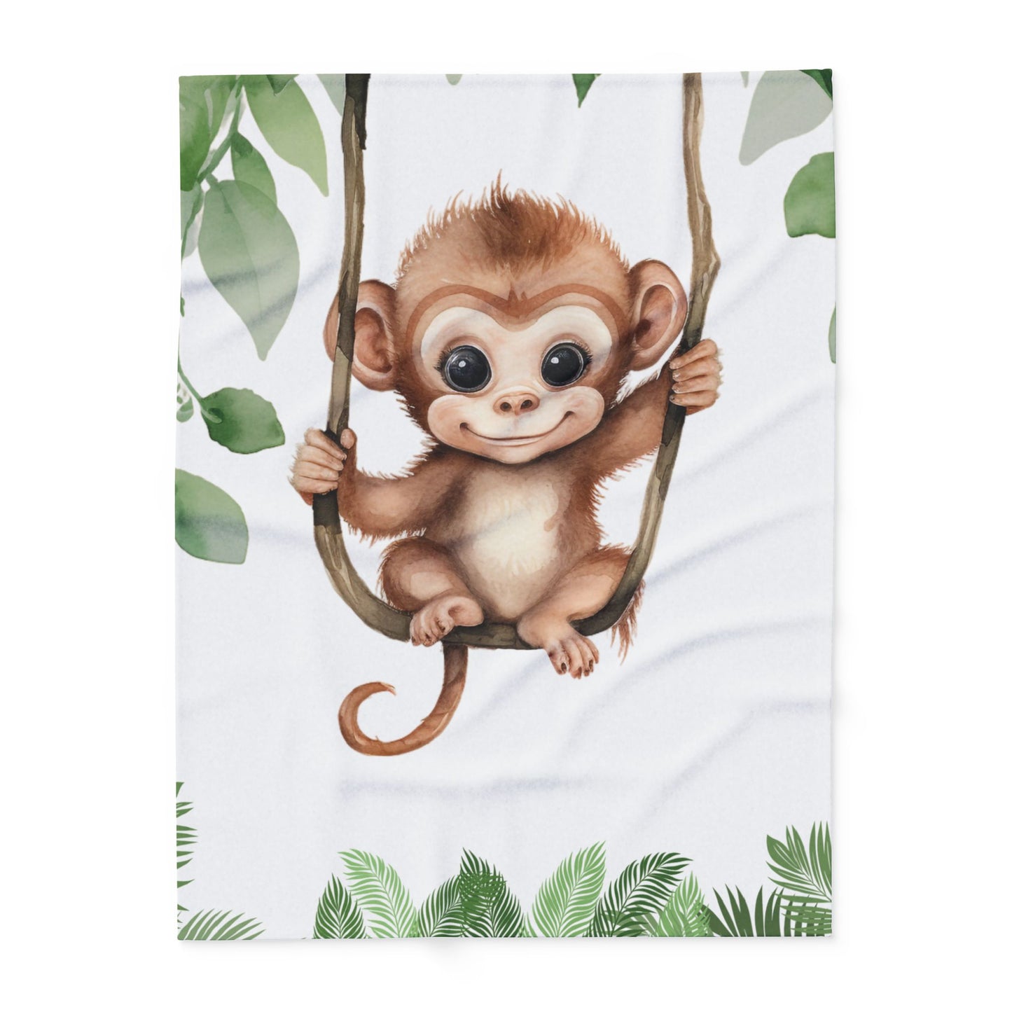 Custom Baby Monkey Blanket, New Baby Gift, Baby Shower Gift, Gift For Boy, Safari Nursery Blanket, Toddler Blanket