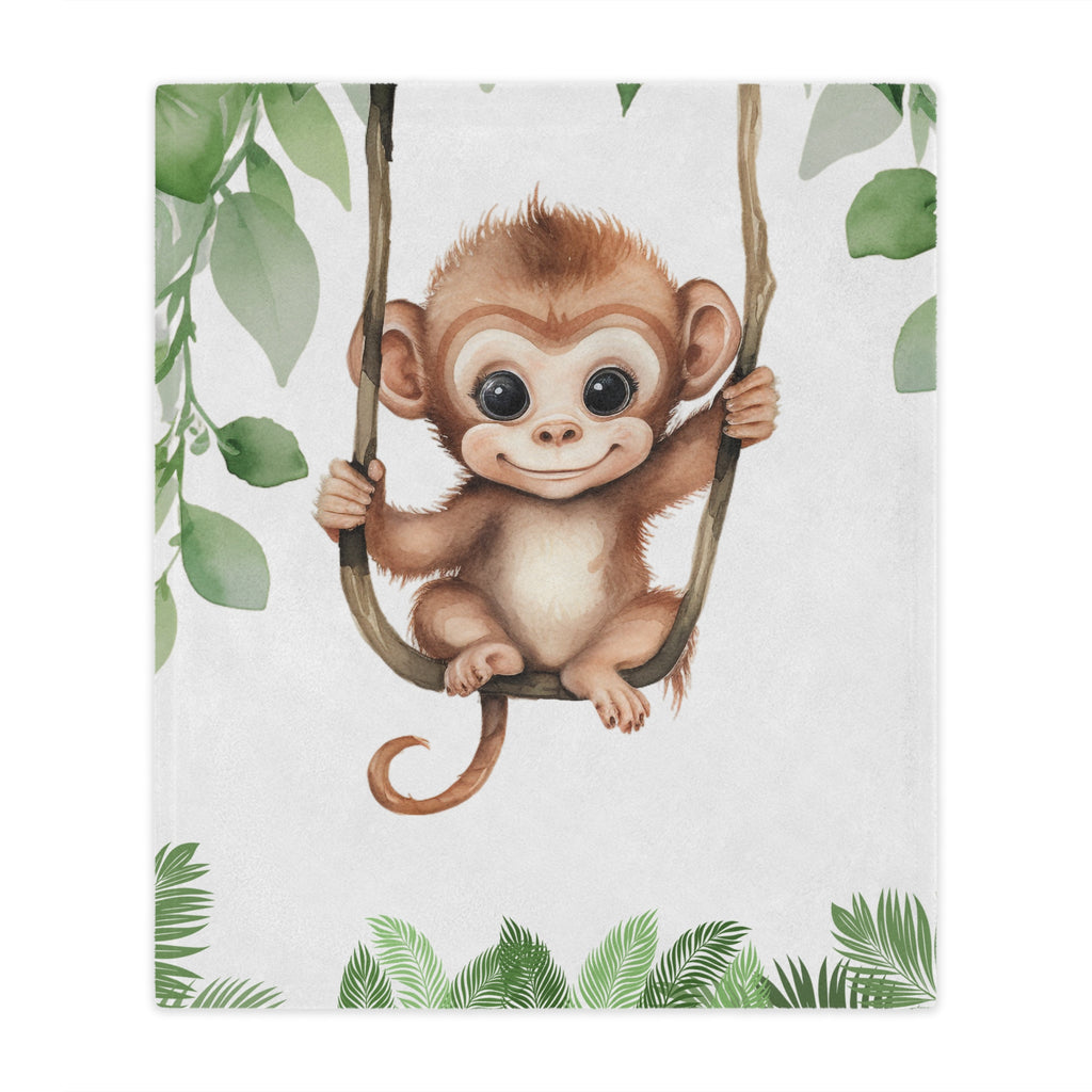 Custom Baby Monkey Blanket, New Baby Gift, Baby Shower Gift, Gift For Boy, Safari Nursery Blanket, Toddler Blanket