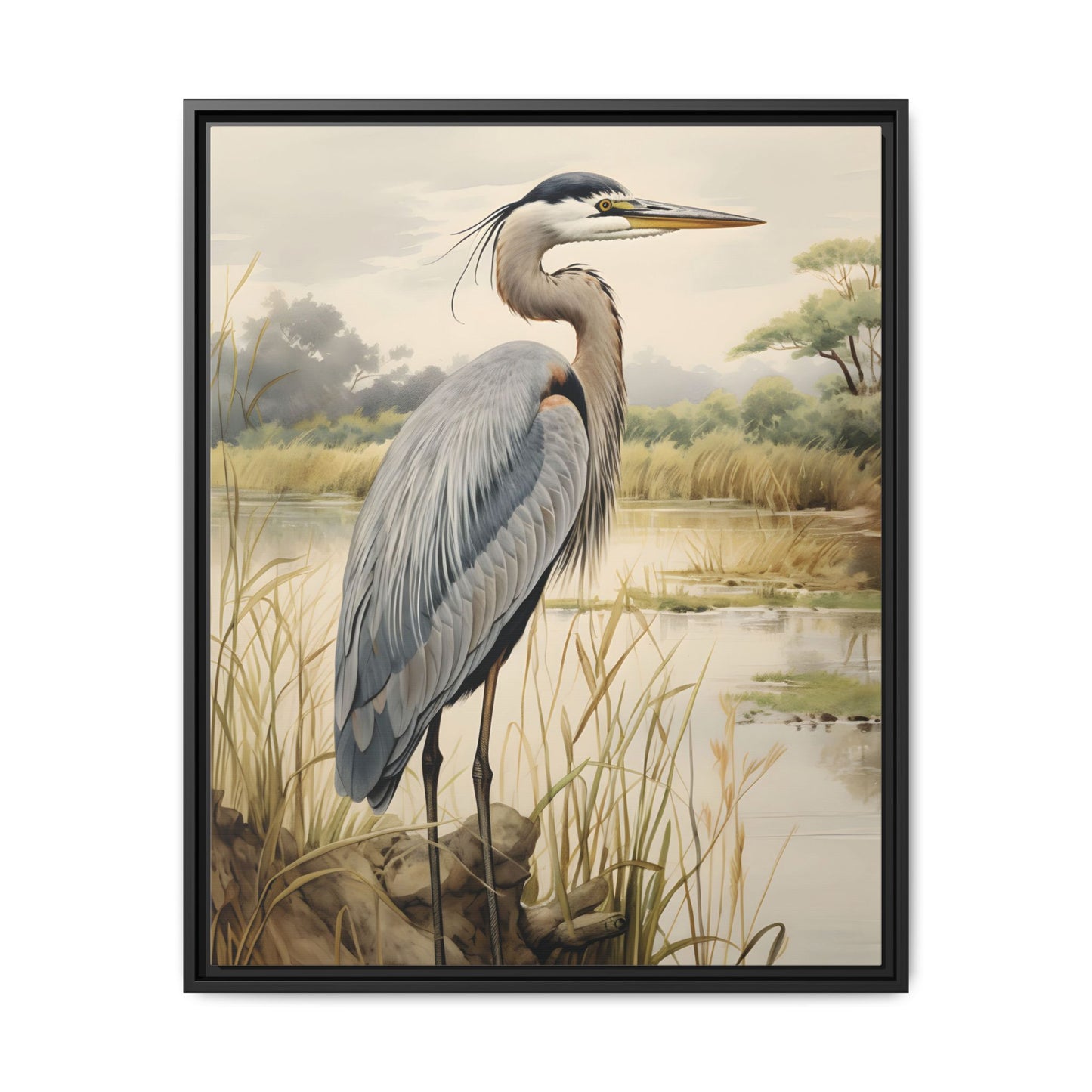 Heron Canvas Wall Art, Nature Decor, Elegant Bird Print, Blue Heron Home & Office Decor, Gift For Nature Lovers, Coastal Home Decor