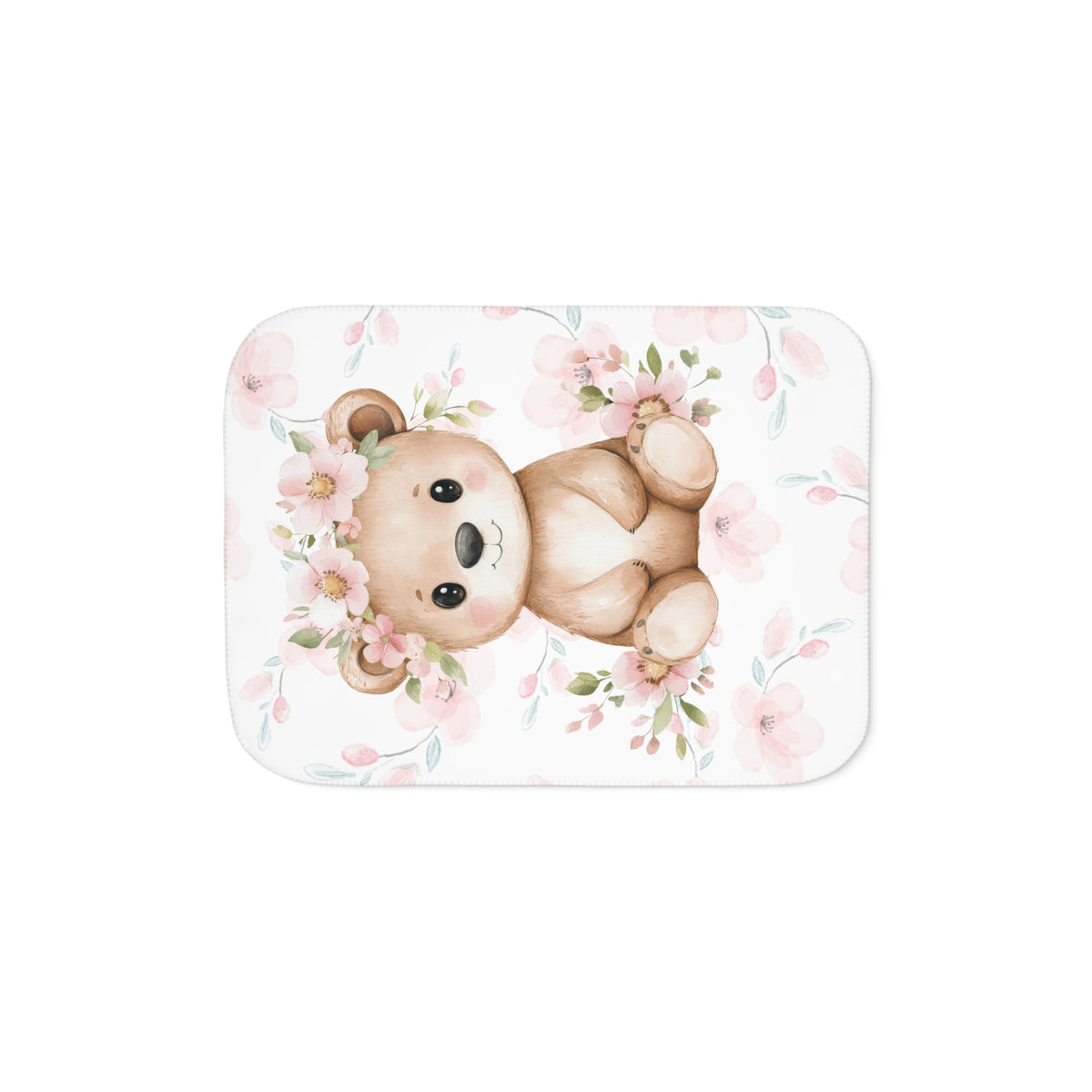 Custom Baby Girl Floral Bear Blanket, New Baby Gift, Baby Shower Gift, Gift For Girl, Pink Nursery Blanket, Toddler Blanket, Bear Nursery
