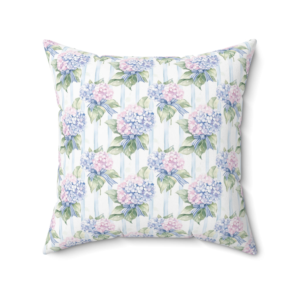 Hydrangea Floral Double Sided Square Pillow or Pillow Cover , Grandmillennial Throw Pillow, Bedroom Living Room Decor, Baby Girl Nursery