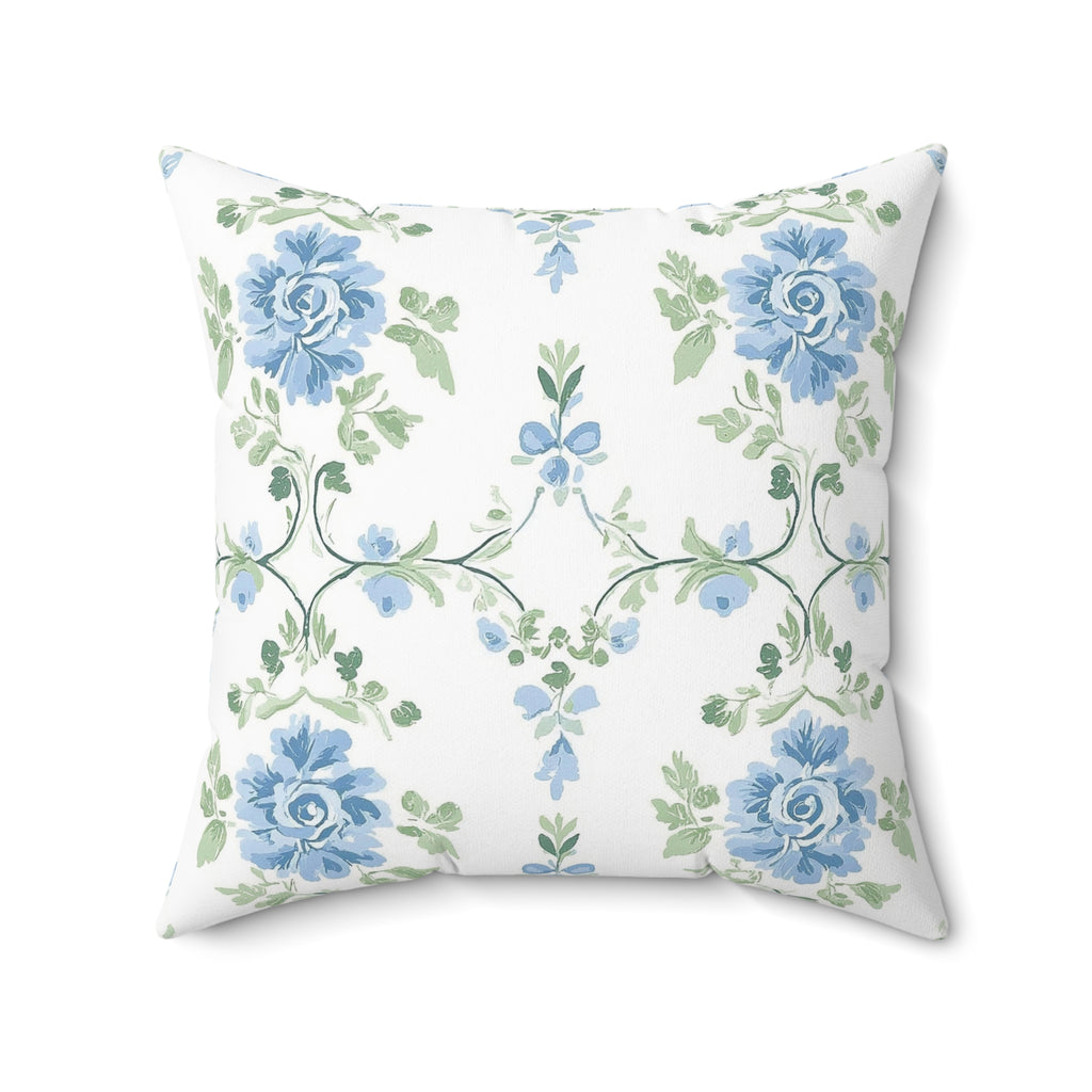 Blue Floral Double Sided Square Pillow or Pillow Cover , Grandmillennial Throw Pillow, Bedroom Living Room Decor, Shabby Chic Decor