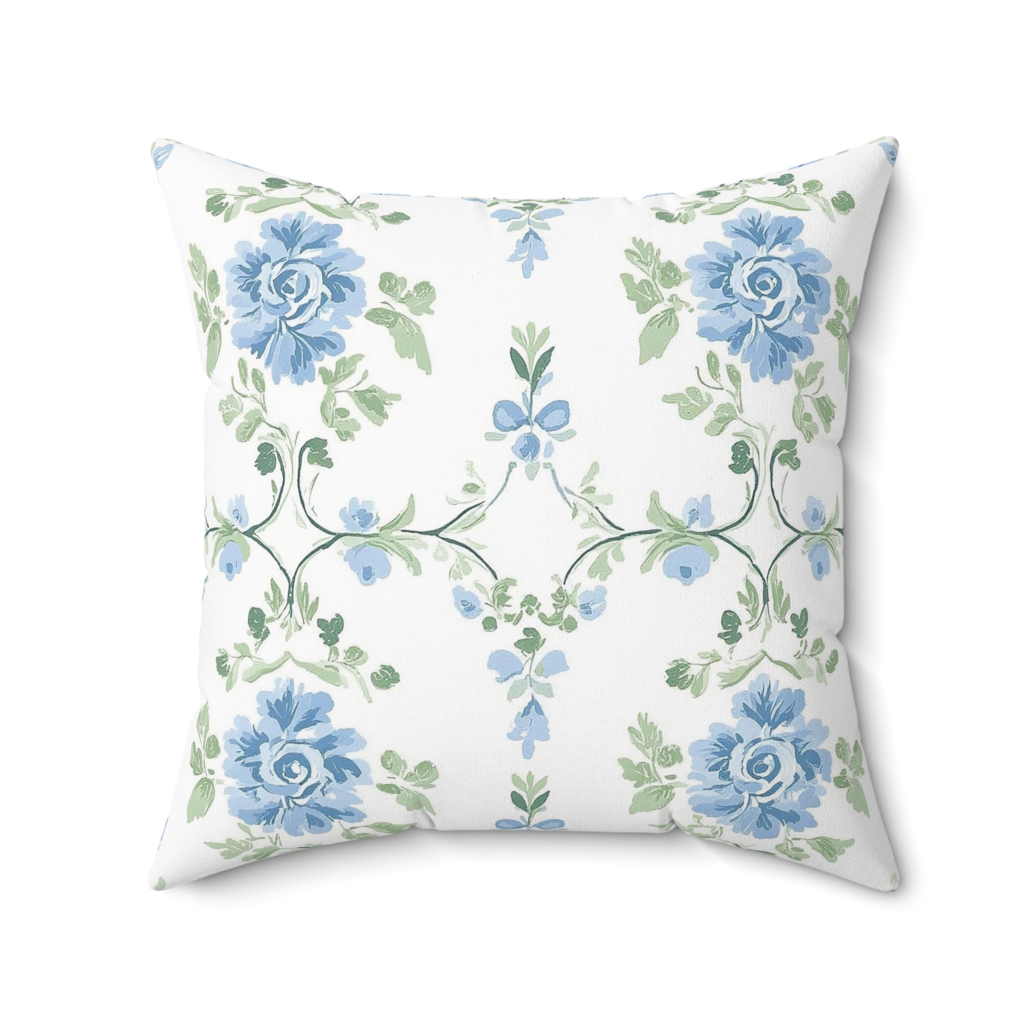 Blue Floral Double Sided Square Pillow or Pillow Cover , Grandmillennial Throw Pillow, Bedroom Living Room Decor, Shabby Chic Decor