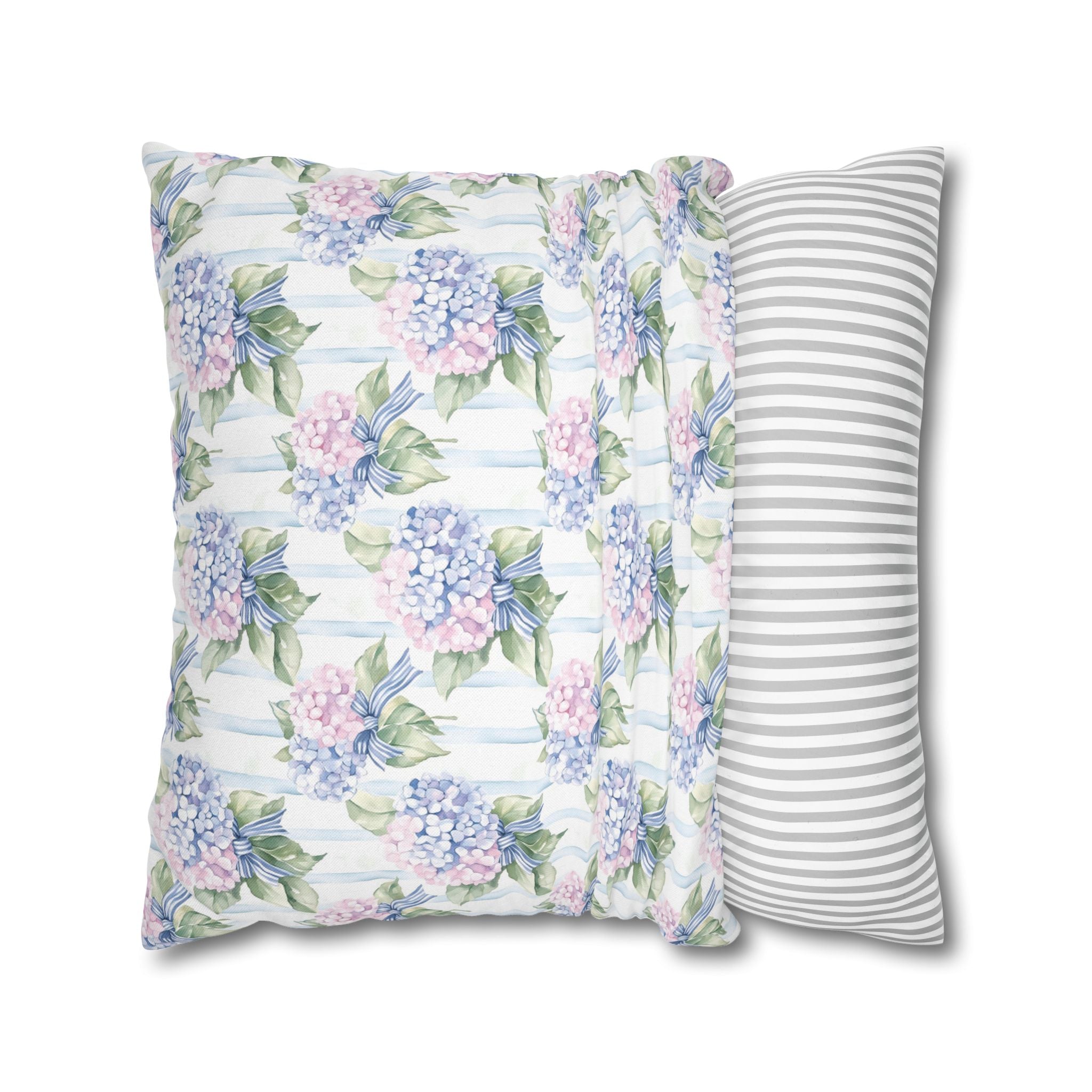 Hydrangea Floral Double Sided Square Pillow or Pillow Cover , Grandmillennial Throw Pillow, Bedroom Living Room Decor, Baby Girl Nursery