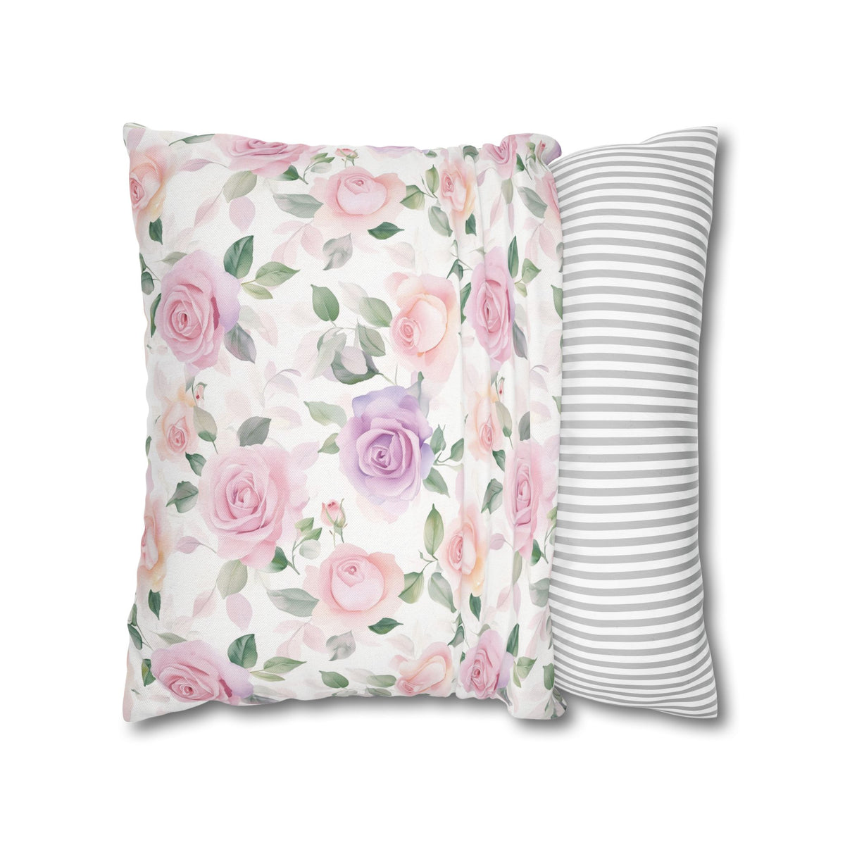 Pink & Purple Roses Floral Double Sided Square Pillow or Pillow Cover , Grandmillennial Throw Pillow, Shabby Chic Throw Pillow Cover