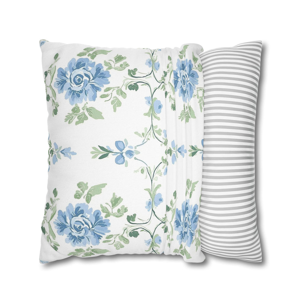 Blue Floral Double Sided Square Pillow or Pillow Cover , Grandmillennial Throw Pillow, Bedroom Living Room Decor, Shabby Chic Decor