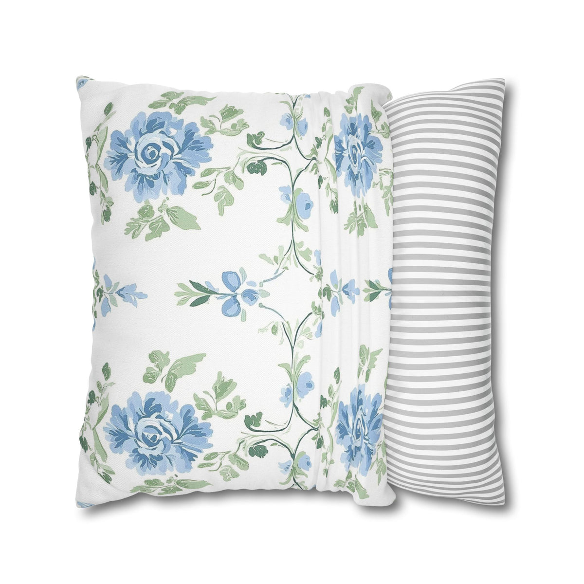 Blue Floral Double Sided Square Pillow or Pillow Cover , Grandmillennial Throw Pillow, Bedroom Living Room Decor, Shabby Chic Decor