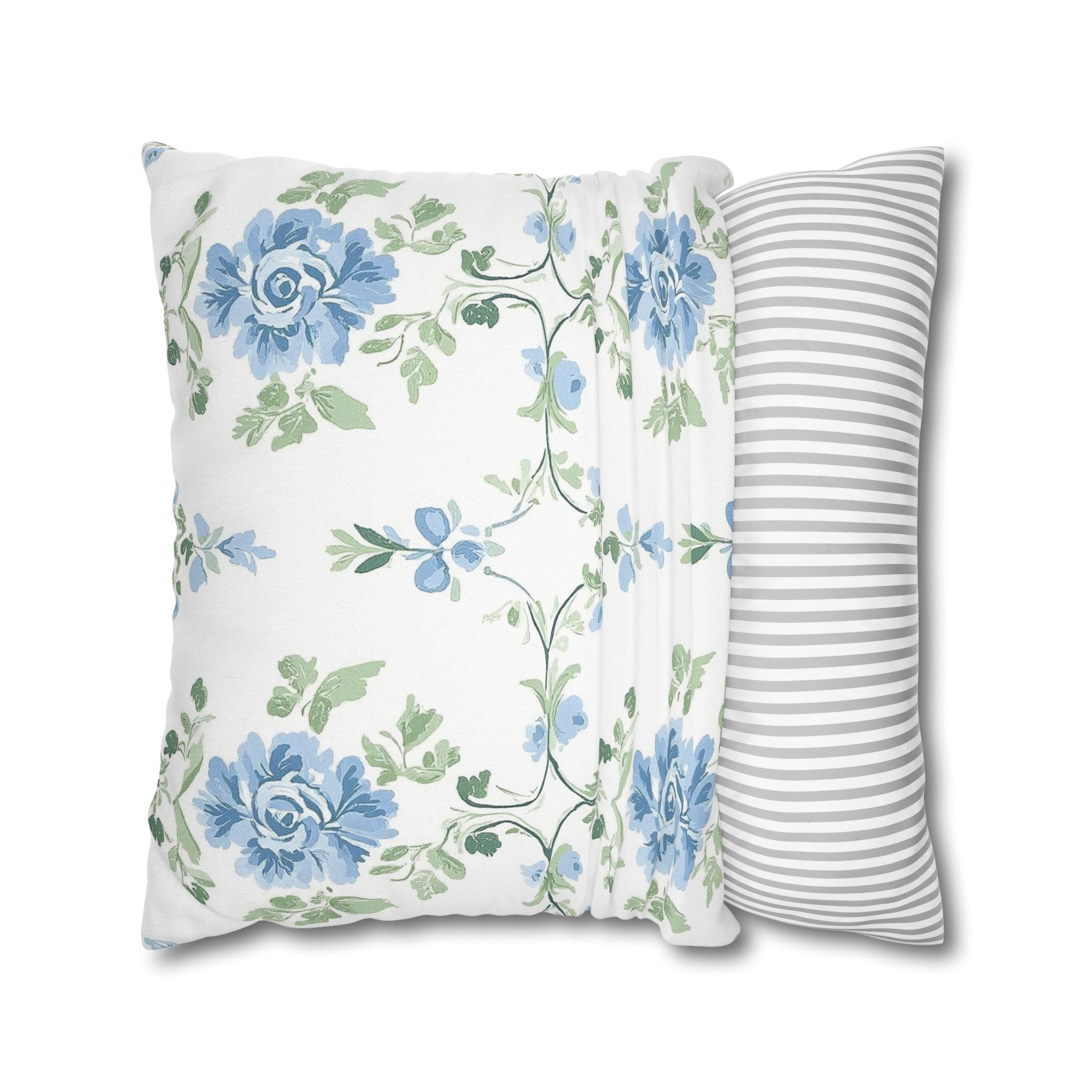 Blue Floral Double Sided Square Pillow or Pillow Cover , Grandmillennial Throw Pillow, Bedroom Living Room Decor, Shabby Chic Decor