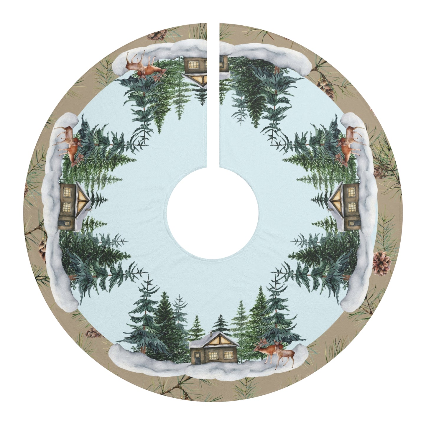 Winter Wonderland Christmas Tree Skirt, Cozy Holiday Decor, Cabin Theme, Rustic Christmas, Gift for Home Decoration, Christmas Tree Decor