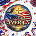 God Bless America Wreath Sign, Round Metal Sign For Wreaths, Patriotic Eagle Wreath Attachment Insert