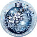 Merry Christmas Blue Ornament Wreath Sign