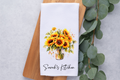 Personalized Sunflowers Kitchen Dish Towel, Hand Tea Towel, Custom Gift