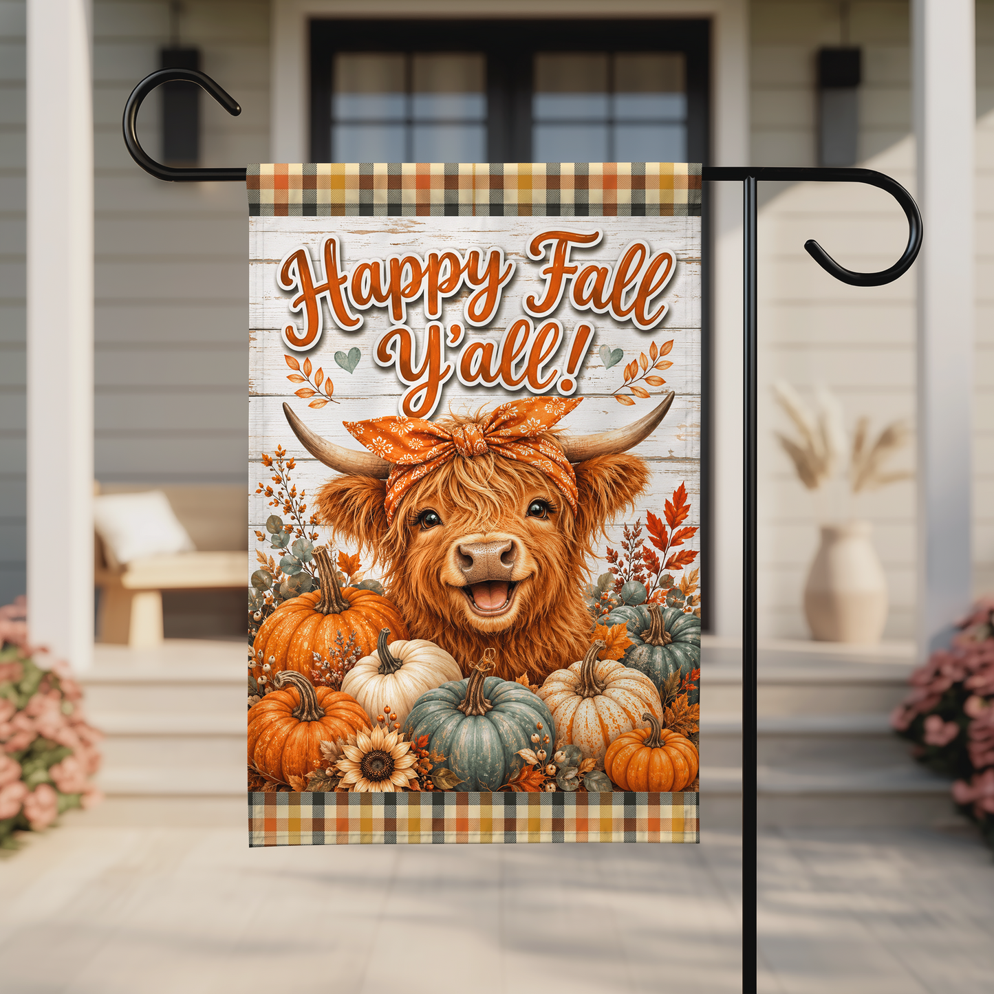 Happy Fall Y'All Garden Flag, 12x18 Double Sided Flag: Front Yard Decor
