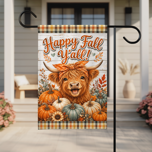 Happy Fall Y'All Garden Flag, 12x18 Double Sided Flag: Front Yard Decor