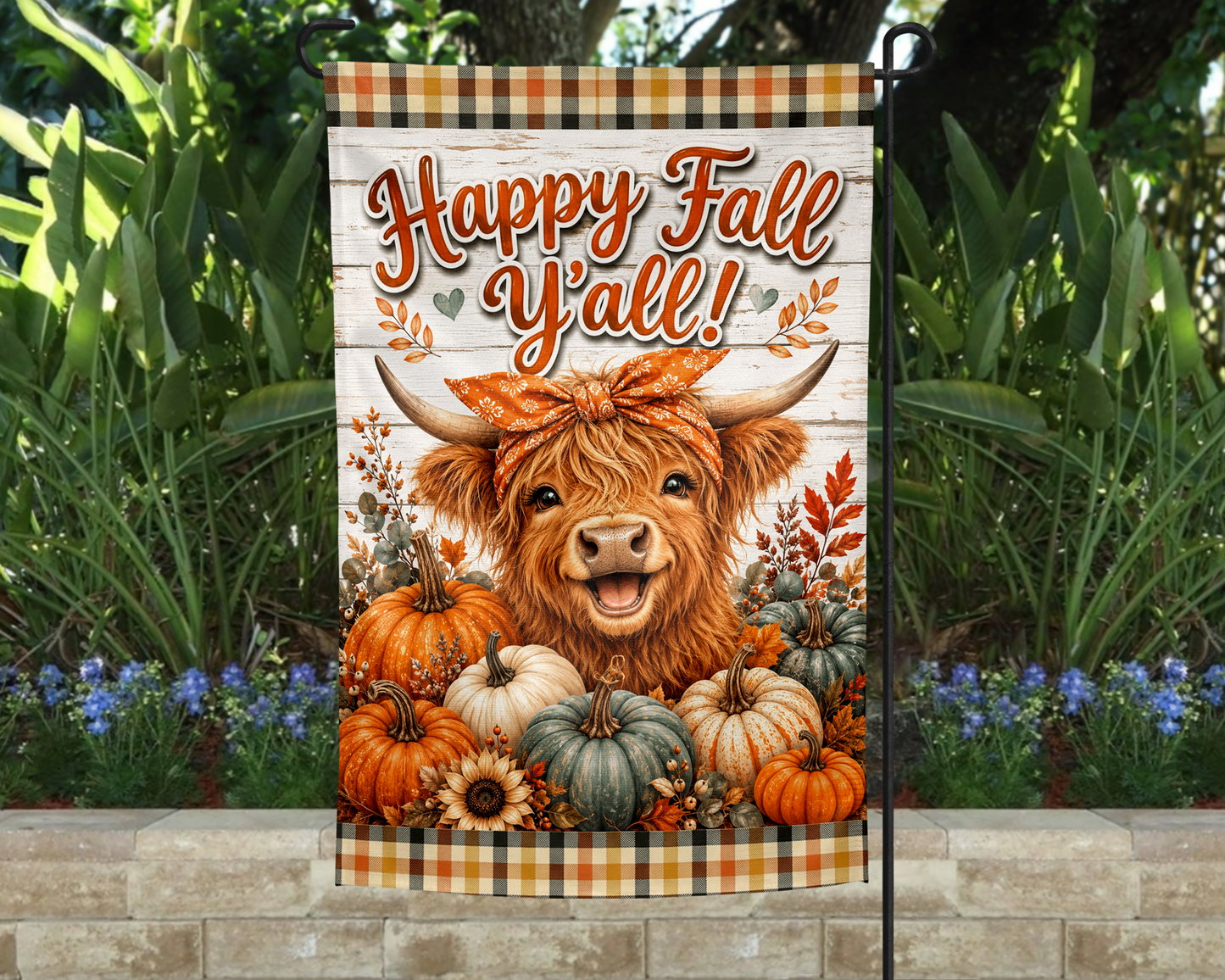 Happy Fall Y'All Garden Flag, 12x18 Double Sided Flag: Front Yard Decor