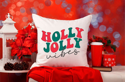 Holly Jolly Vibes Pillow Cover