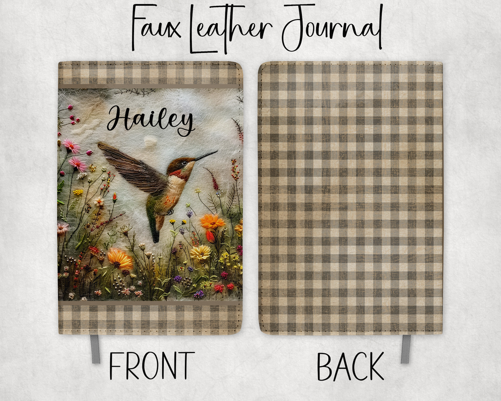 Personalized Hummingbird Faux Leather Notebook, Journal For Her, Personal Journal, Mothers Day Gift, Bible Study Notes, Bird Lover Gift