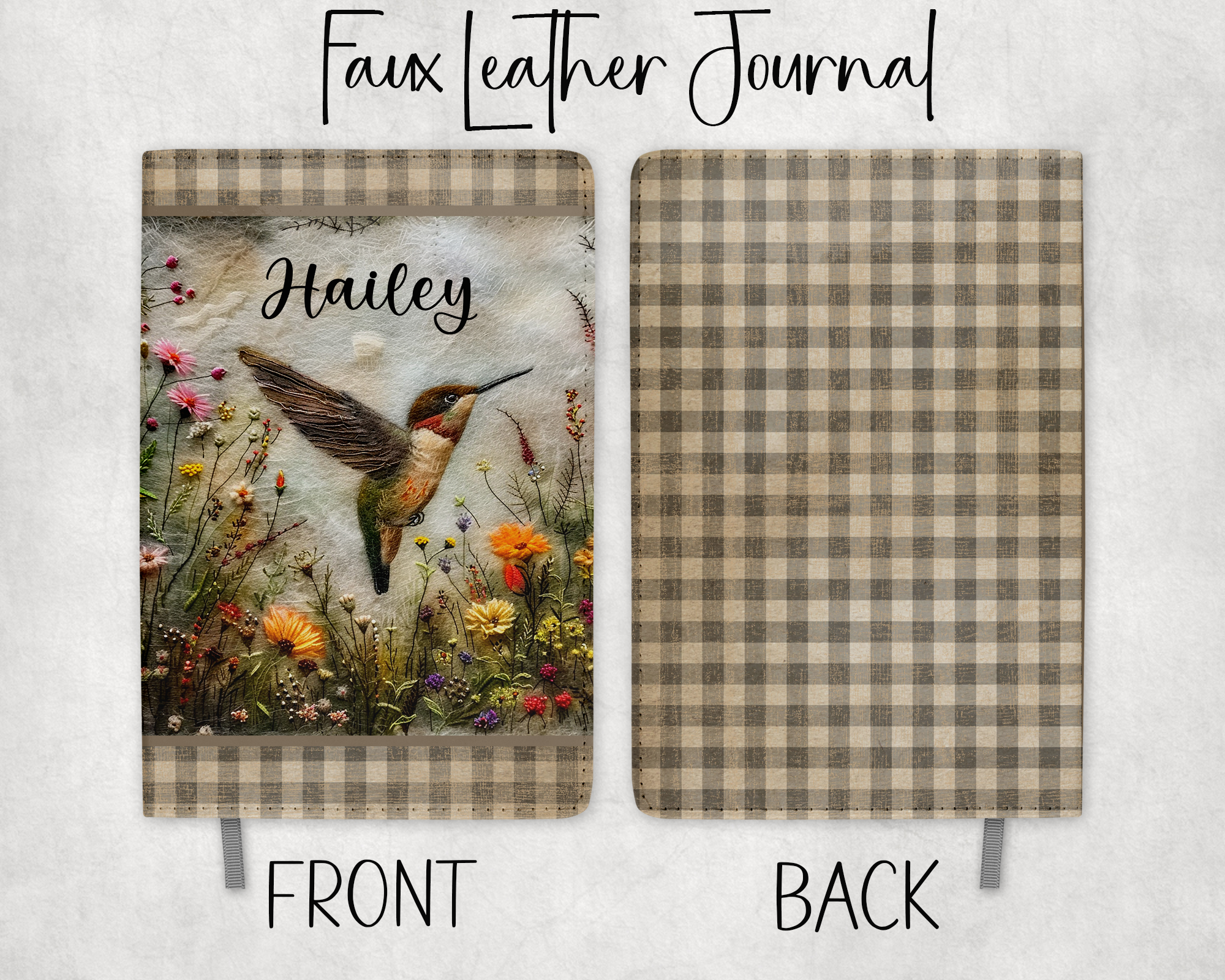 Personalized Hummingbird Faux Leather Notebook, Journal For Her, Personal Journal, Mothers Day Gift, Bible Study Notes, Bird Lover Gift