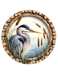 Blue Heron Wreath Sign, round wreath sign, Sign for wreath, door hanger, door decor,Spring sign, Easter Wreath Attachment