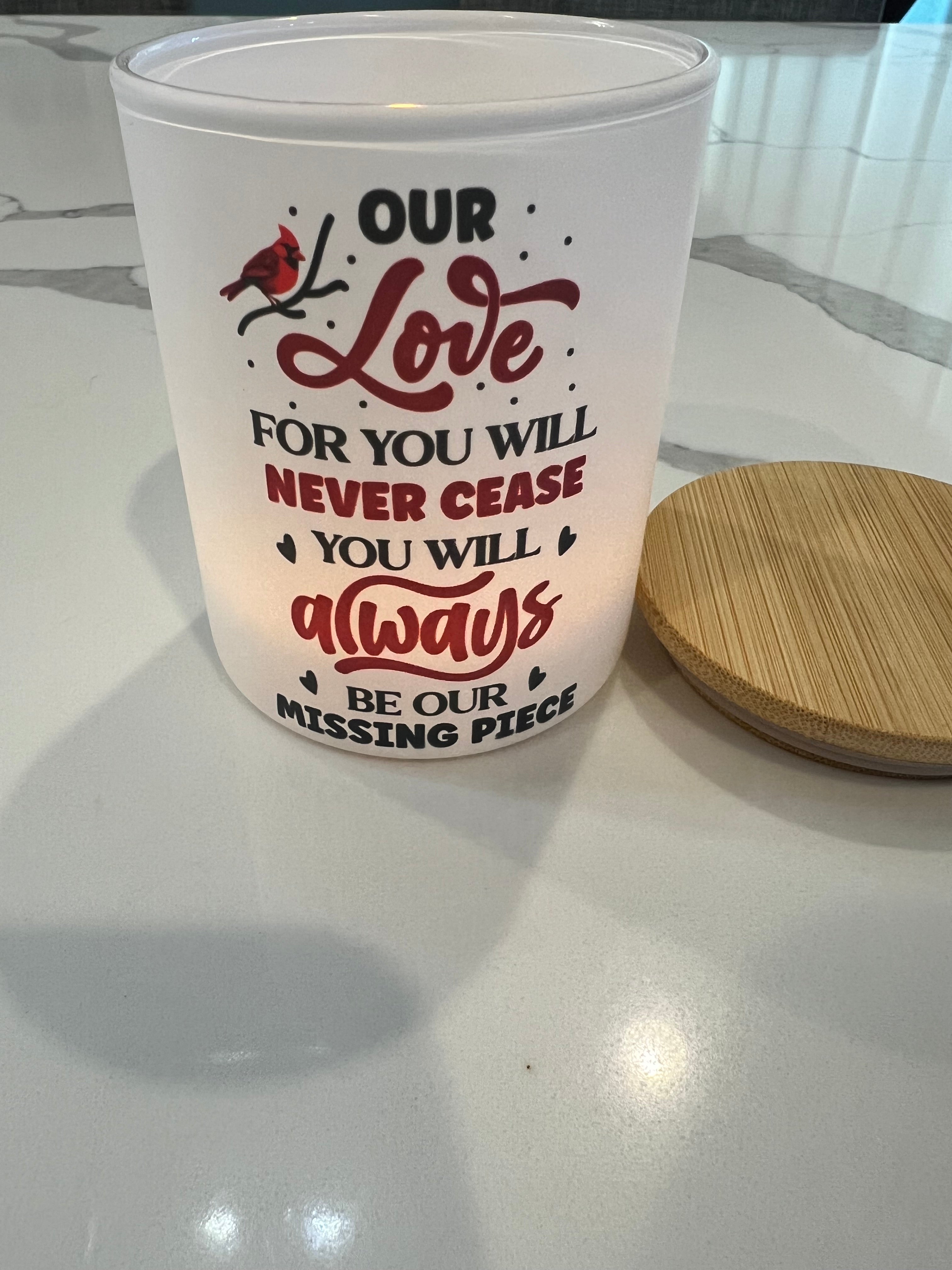 Memorial Glass Candle Jar With Tea Light and Bamboo Lid