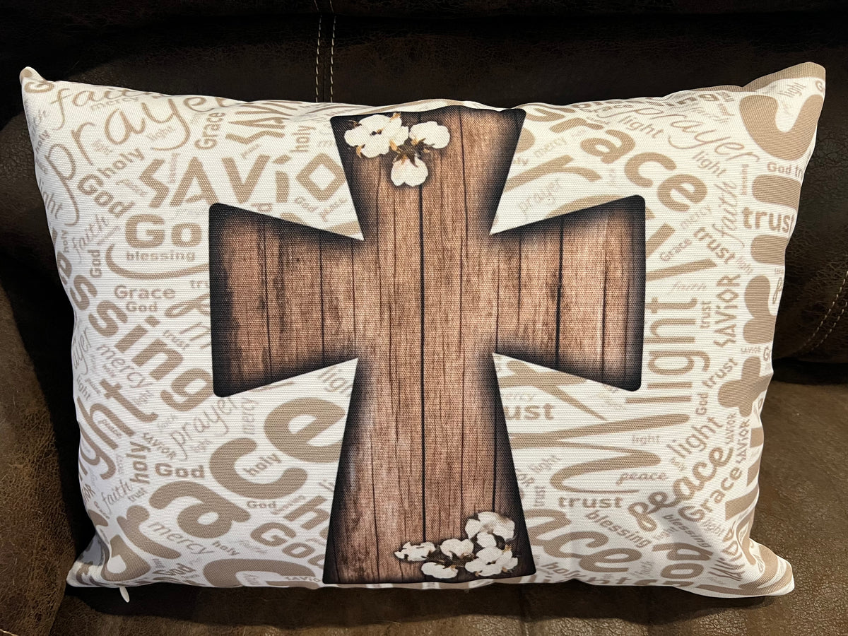 Faith-Inspired Lumbar Pillow, Christian Home Decor, Religious Gift, Comfort and Serenity, Ideal for Living Room and Bedroom, Housewarming