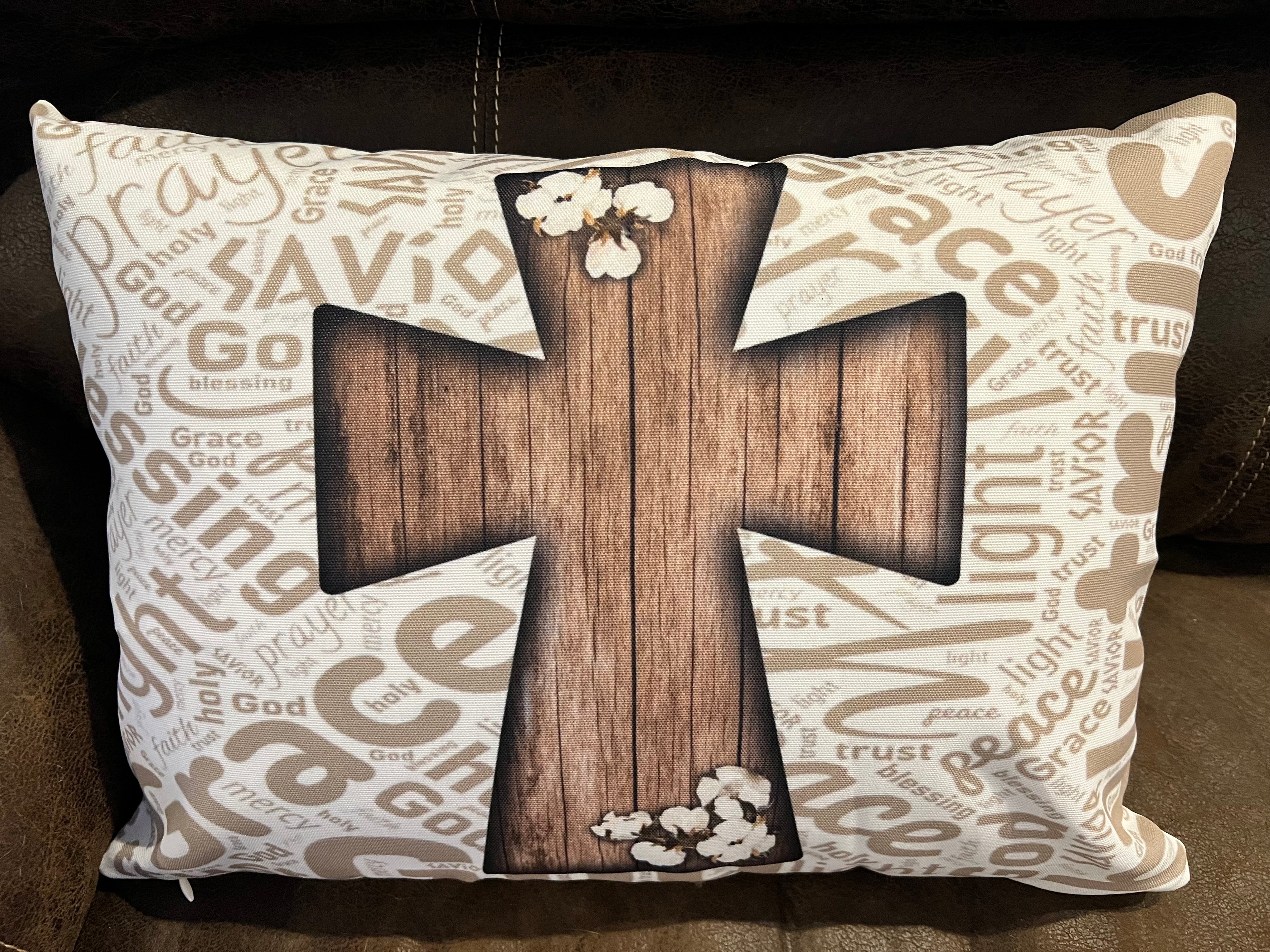 Faith-Inspired Lumbar Pillow, Christian Home Decor, Religious Gift, Comfort and Serenity, Ideal for Living Room and Bedroom, Housewarming