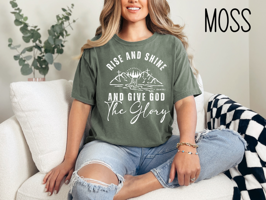 Rise and Shine Give God The Glory Bible Verse Shirt- Comfort Colors-Vintage Shirt- Religious Christian -Faith Based Apparel-Gift For Her