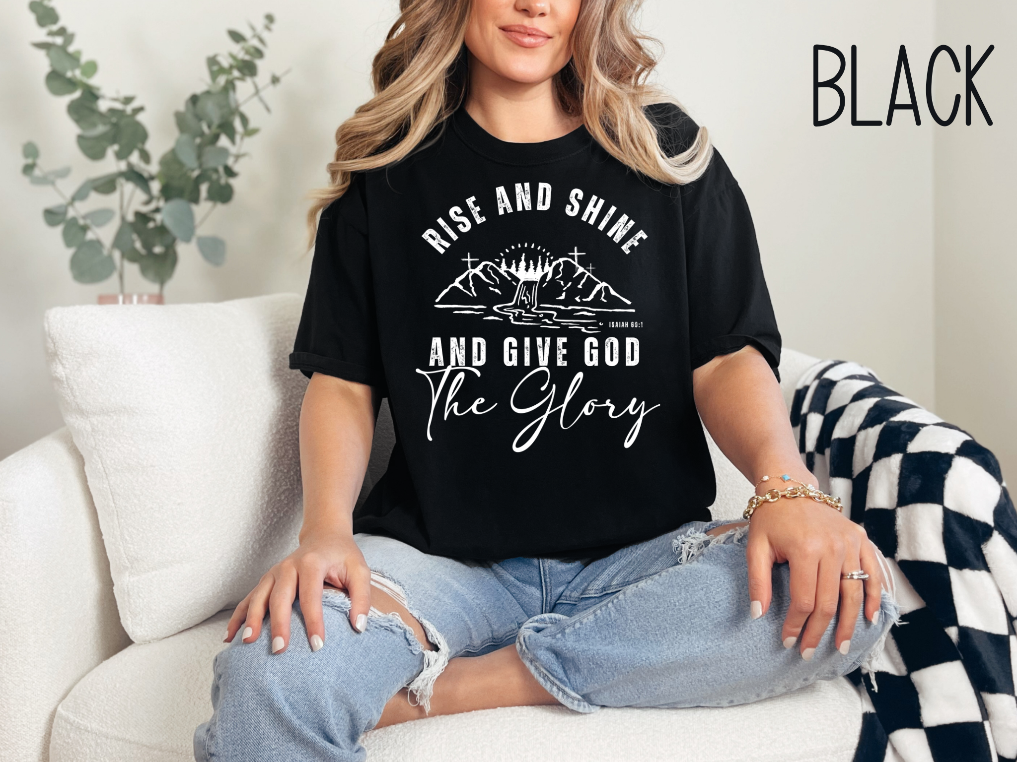 Rise and Shine Give God The Glory Bible Verse Shirt- Comfort Colors-Vintage Shirt- Religious Christian -Faith Based Apparel-Gift For Her