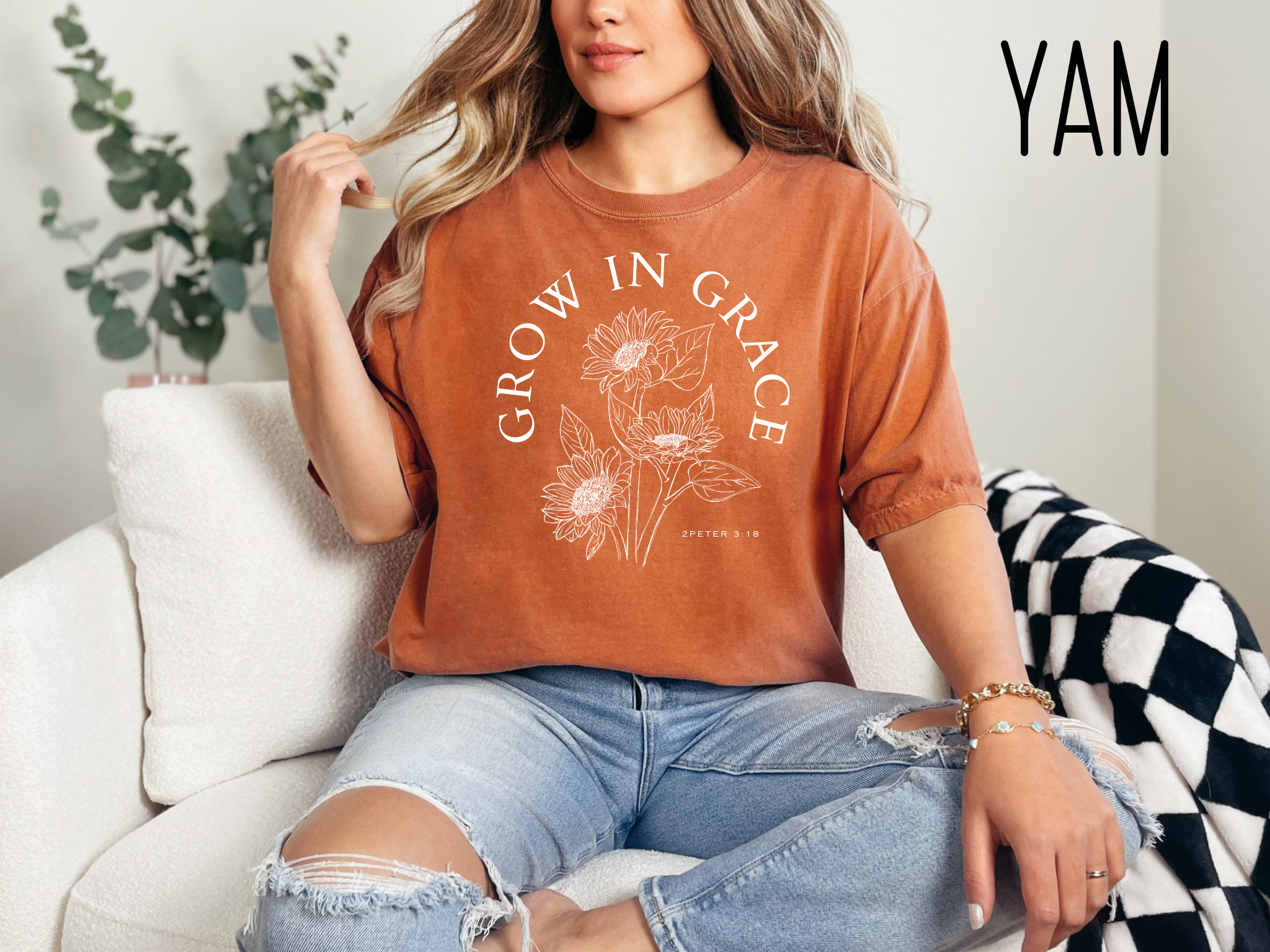 Grow In Grace Sunflower Bible Verse Shirt-Christian Religious Apparel-Gift for Her-Comfort Colors TShirt