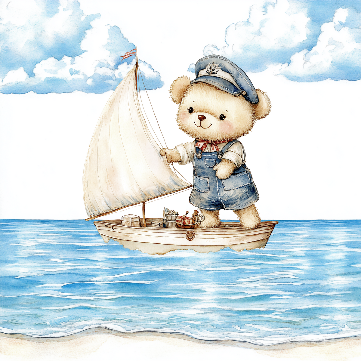 Custom Sailor Bear Baby Blanket, New Baby Gift, Baby Shower Gift, Gift For Boy, Teddy Bear Nursery Blanket, Nautical Toddler Blanket
